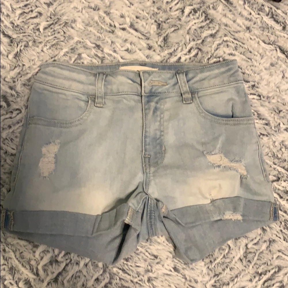 PacSun light blue super stretch shortie shorts